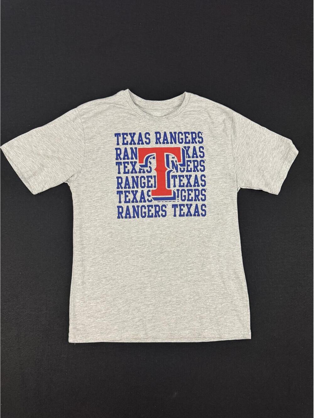 Texas Rangers Graphic T-Shirt Gray Crew Neck Kids X-Large